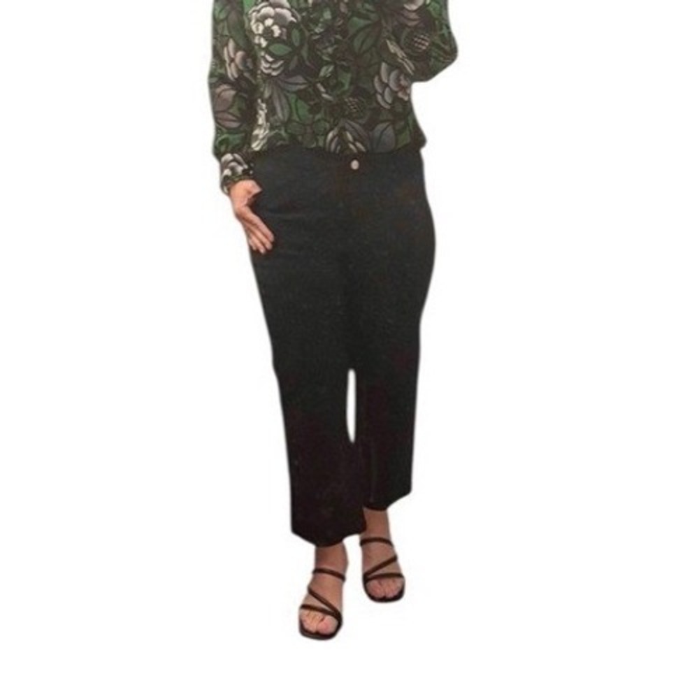 Nanette Lepore Womens Black Stretch‎ Straight Leg Patch Pocket Trousers Size 12
